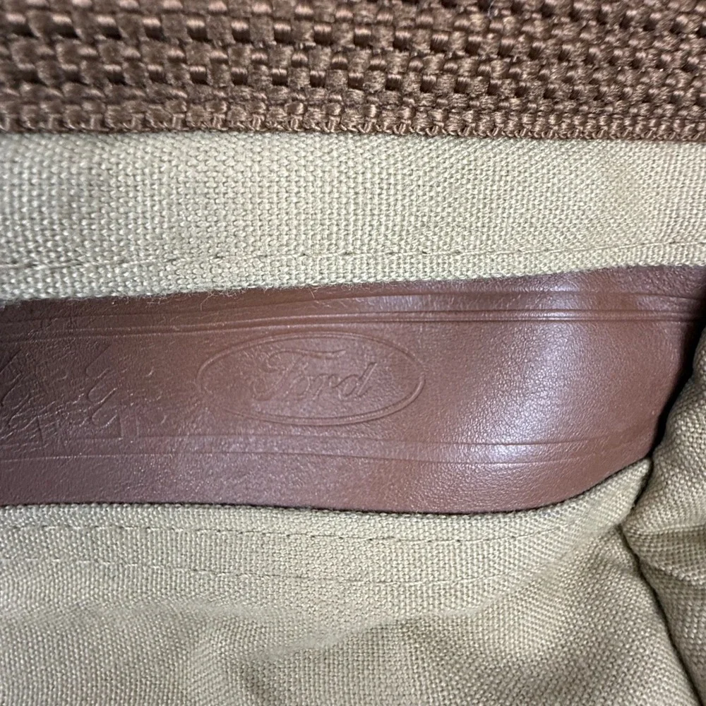 Eddie Bauer Ford Duffel Bag Tan Canvas Travel Gym Weekender‎ Luggage Pocket